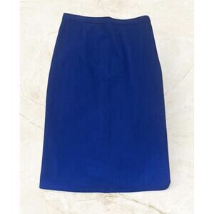 Dalton Blue 100% Virgin Cashmere Pencil Skirt Minimalist Classic 27 Waist Flaw